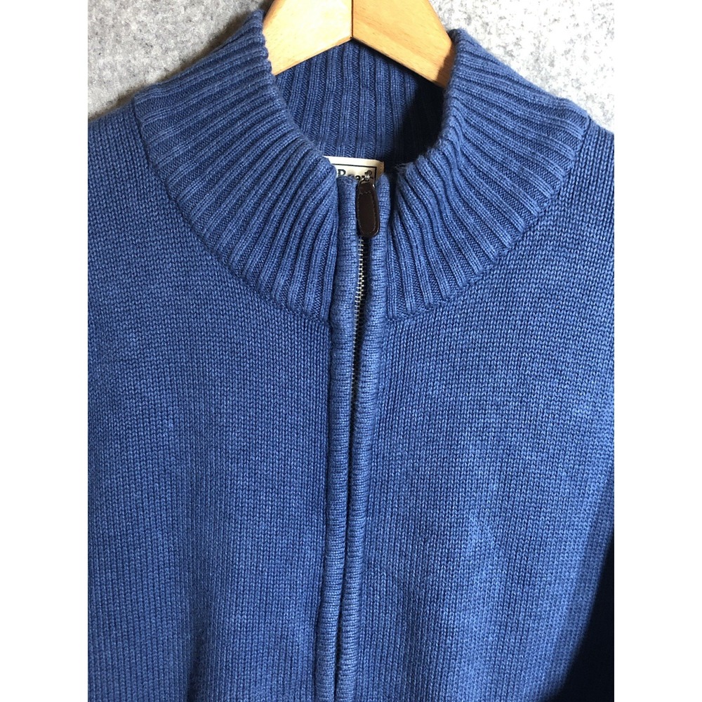 L.L. Bean Sweater Mens Large Blue Full Zip Cotton Cardigan Fisherman Outdoors